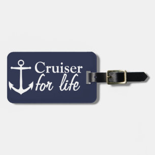 Cruiser For Life White Anchor & Name Luggage Tag
