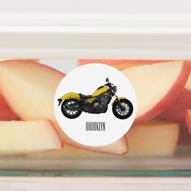 Cruiser motorcycle cartoon illustration  (Affixed)