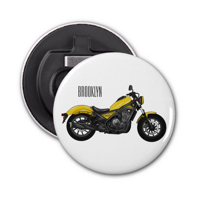 Cruiser motorcycle cartoon illustration bottle opener (Front)