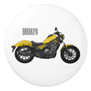 Cruiser motorcycle cartoon illustration ceramic knob