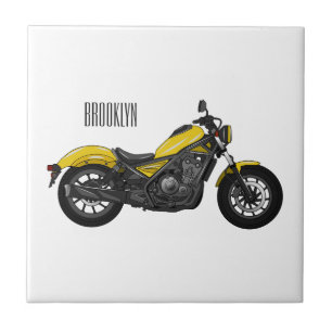 Cruiser motorcycle cartoon illustration ceramic tile