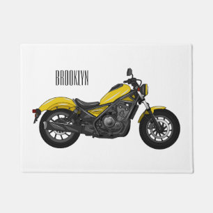 Cruiser motorcycle cartoon illustration doormat