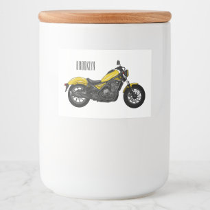 Cruiser motorcycle cartoon illustration food label
