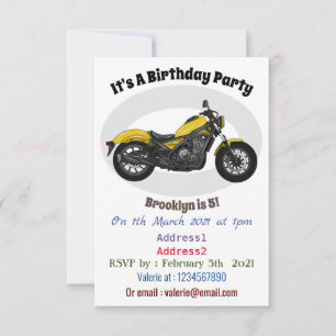 Cruiser motorcycle cartoon illustration invitation