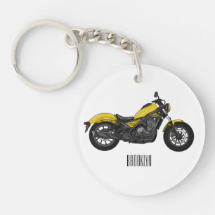 Cruiser motorcycle cartoon illustration key ring