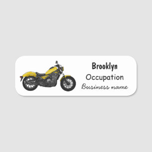 Cruiser motorcycle cartoon illustration name tag