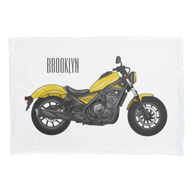 Cruiser motorcycle cartoon illustration  pillowcase (Front)
