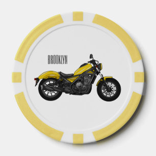 Cruiser motorcycle cartoon illustration poker chips