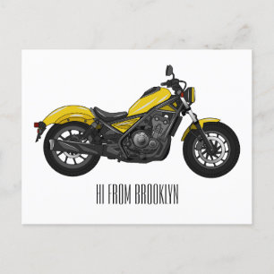 Cruiser motorcycle cartoon illustration  postcard