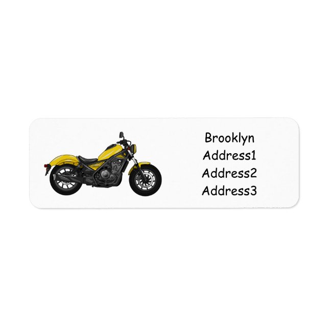 Cruiser motorcycle cartoon illustration return address label (Front)