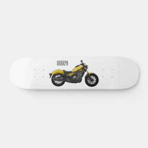 Cruiser motorcycle cartoon illustration skateboard