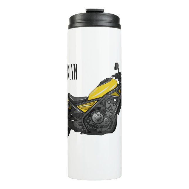 Cruiser motorcycle cartoon illustration thermal tumbler (Front)