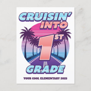 Cruisin’ Back to School 1st Grade Holiday Postcard