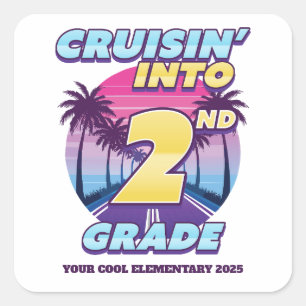 Cruisin’ Back to School 2nd Grade Square Sticker