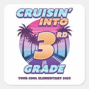 Cruisin’ Back to School 3rd Grade Square Sticker