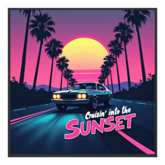 Cruisin' into the Sunset - 80s Retro Drive Photo Print