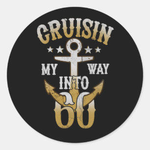Cruisin My Way Into 60 Years Old 60th Birthday Classic Round Sticker
