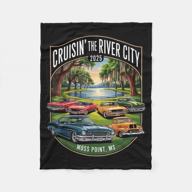 Cruisin The River City 2025 Moss Int Ms Clic Car D Fleece Blanket (Front)