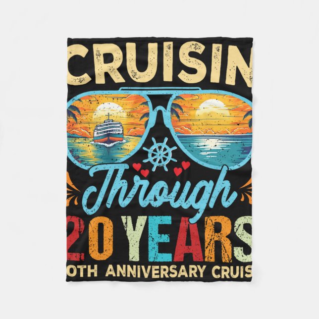 Cruisin Through 20 Years 20th Wedding Anniversary  Fleece Blanket (Front)