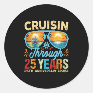 Cruisin Through 25 Years 25th Wedding Anniversary Classic Round Sticker