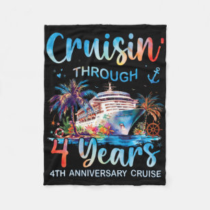 Cruisin Through 4 Years 4th Anniversary Cruise Tri Fleece Blanket