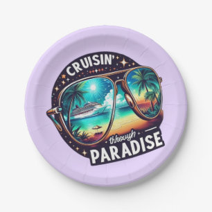 Cruisin' Through Paradise: Tropical Escape Vibes 1 Paper Plate