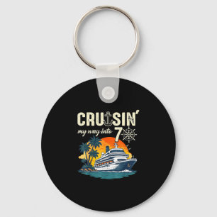 Cruisin way into 70 funny 70th birthday cruise key ring