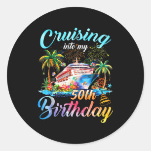 Cruising 50th Birthday Family Cruise Classic Round Sticker