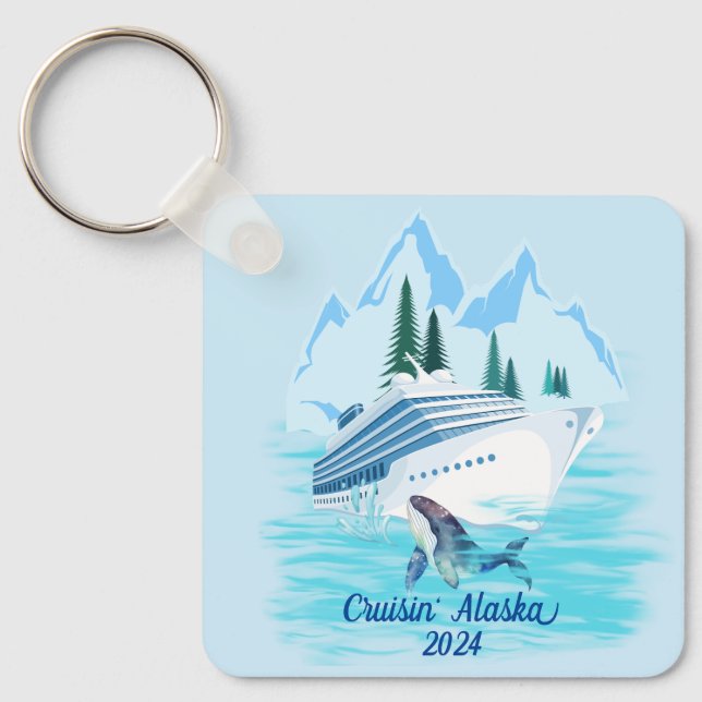 Cruising Alaska Mountains Key Ring (Front)