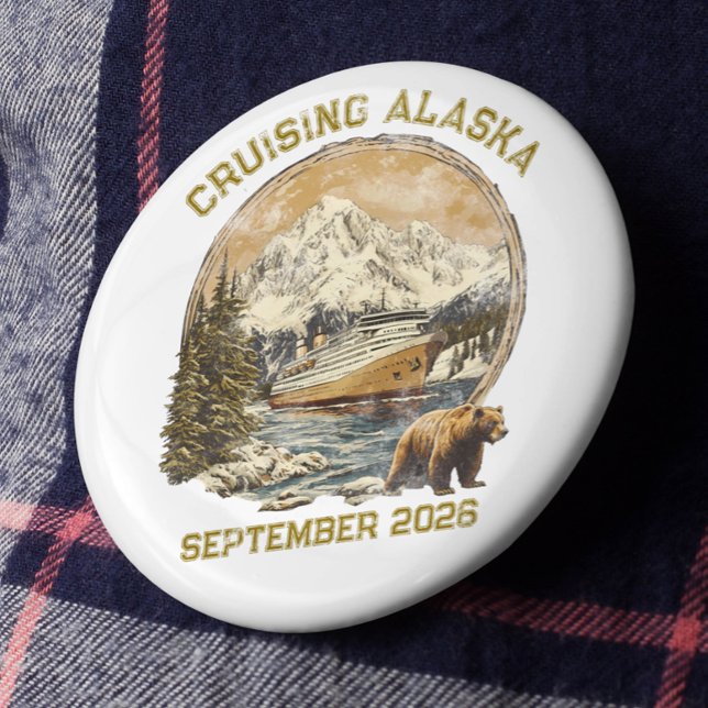 Cruising Alaska Retro Distressed Ship Embarkation  10 Cm Round Badge (Creator Uploaded)