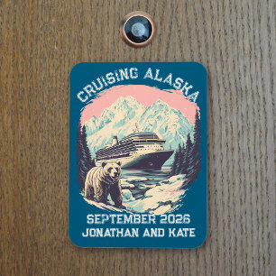 Cruising Alaska Retro Ship Door Marker Magnet