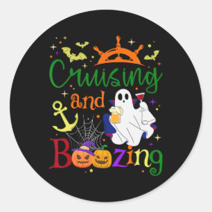 Cruising And Boozing Halloween Spooky Ghost Cruise Classic Round Sticker