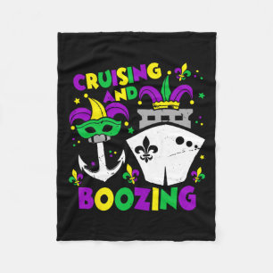 Cruising And Boozing Mardi Gras Cruise Matching Fa Fleece Blanket