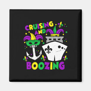 Cruising And Boozing Mardi Gras Cruise Matching Fa Magnet