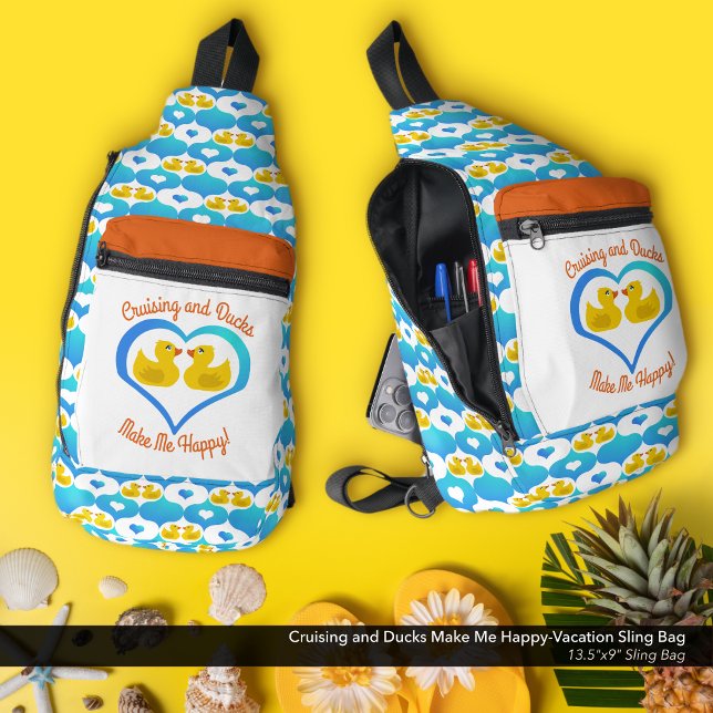 Cruising and Ducks Make Me Happy-Vacation Sling Bag (Cruising and Ducks Make Me Happy–Quote. Cruise Vacation Cross Body Bag)