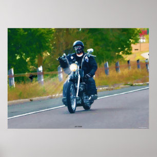 Cruising Biker Highway Riding Art Poster
