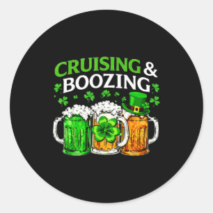 Cruising boozing irish drinking st patricks day classic round sticker
