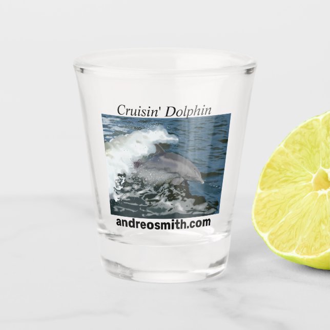 Cruising' Dolphin Shot Glass (Front)