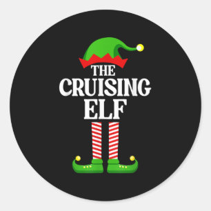 Cruising Elf Family Matching Group Funny Christmas Classic Round Sticker