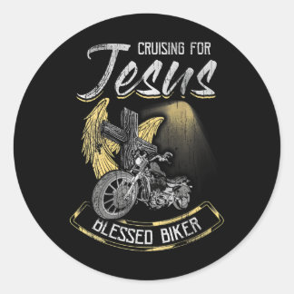 Cruising For Jesus Cross Christian Biker Classic Round Sticker