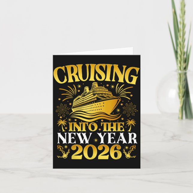 Cruising Into 2026 New Years Cruise Family Holiday Card (Front)