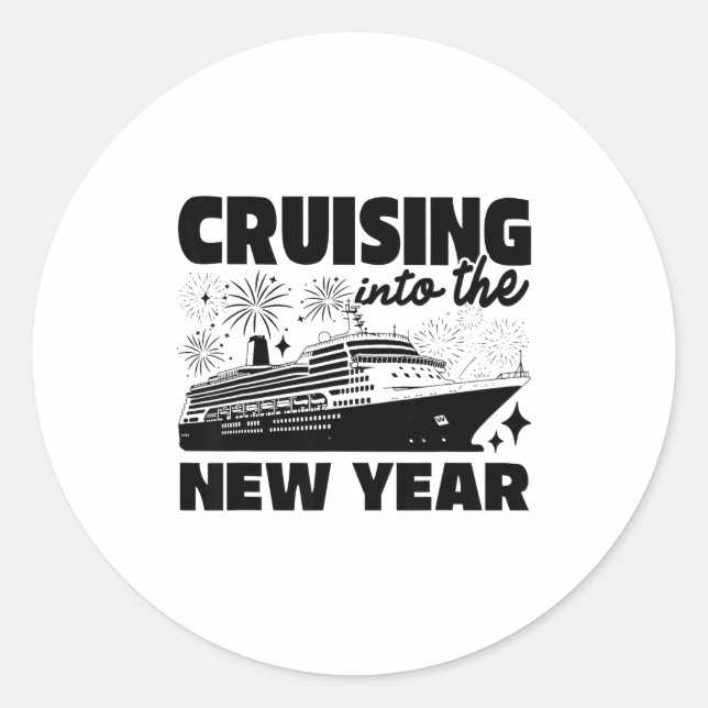 Cruising Into 2026 New Years Eve Party Cruise Ship Classic Round Sticker (Front)