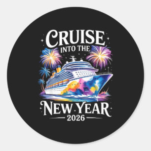 Cruising Into 2026 New Years Family Matching Men W Classic Round Sticker