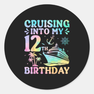 Cruising Into My 12th Birthday Cruise Vacation Oce Classic Round Sticker