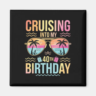 Cruising Into My 40th Birthday Tropical Sunset Vac Magnet