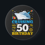 Cruising Into My 50 Birthday Party Round 7.5 Cm Round Badge<br><div class="desc">Cruising Into My 50 Year Old Birthday Party 50th B-Day Funny design Gift Round Button Classic Collection.</div>