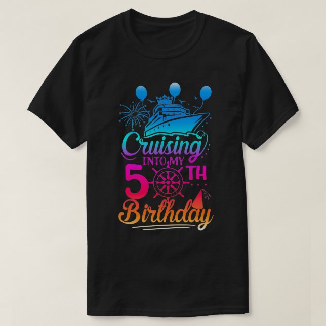 Cruising Into My 50th Birthday 50 Year Old Birthda T-Shirt (Design Front)