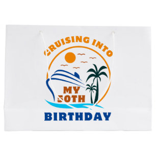 Cruising Into My 50th Birthday Boat Large Gift Bag