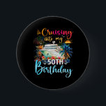 Cruising Into My 50th Birthday Family Cruise 50 Bi 6 Cm Round Badge<br><div class="desc">Cruising Into My 50th Birthday Family Cruise 50 Birthday</div>