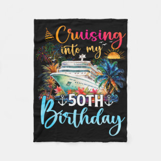 Cruising Into My 50th Birthday Family Cruise 50 Bi Fleece Blanket